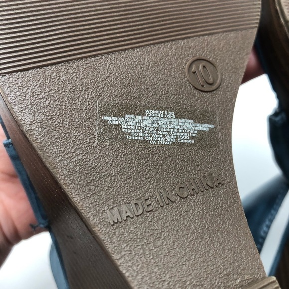 NEW Old Navy Distressed Blue Washed Crisscross Strappy Brown Wedge Sandals 10 - Picture 14 of 16